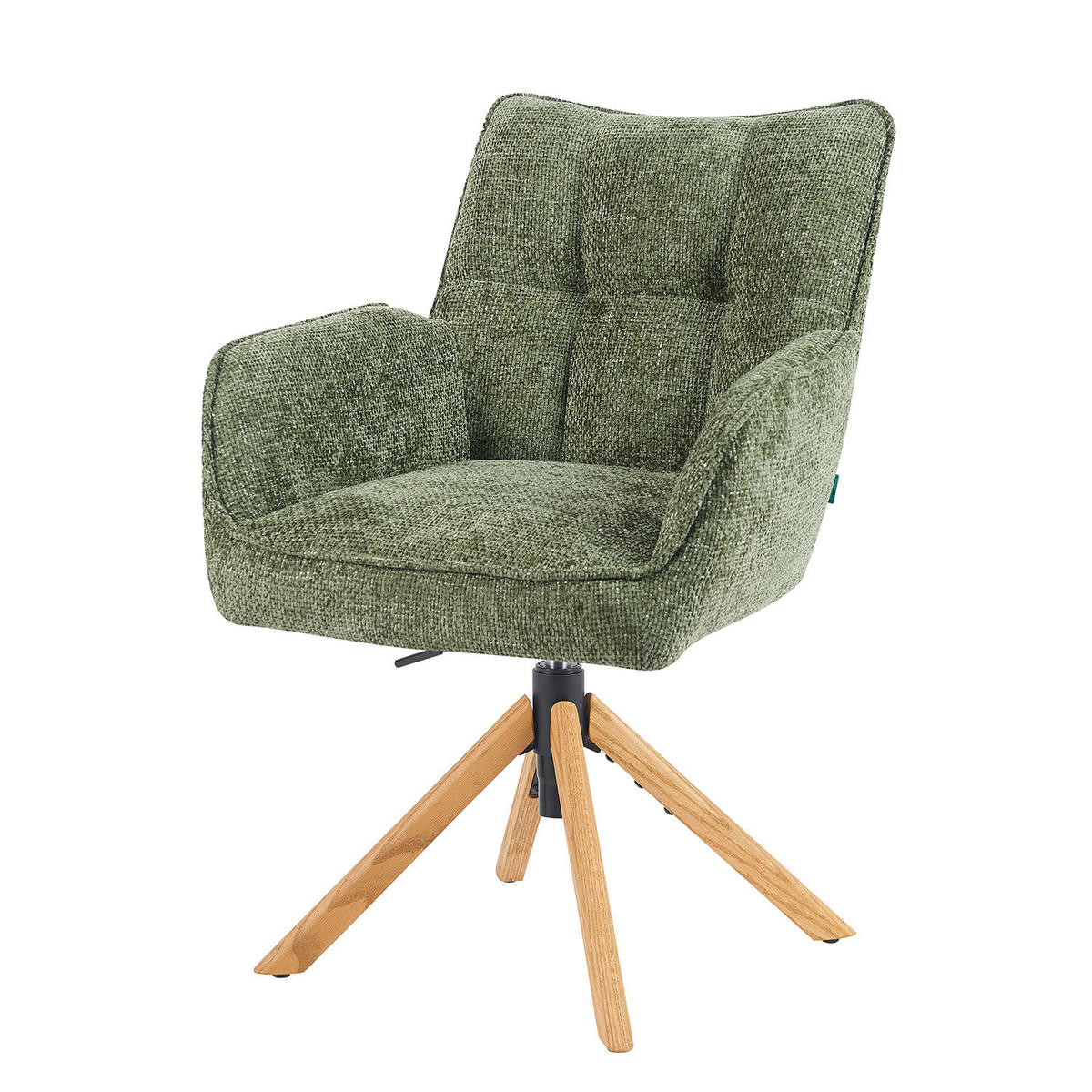 BÜROSTUHL Mika-Keno - Honigeiche/Grün, Eichenholz/Holz (59/85/66cm) - DUBI Möbel