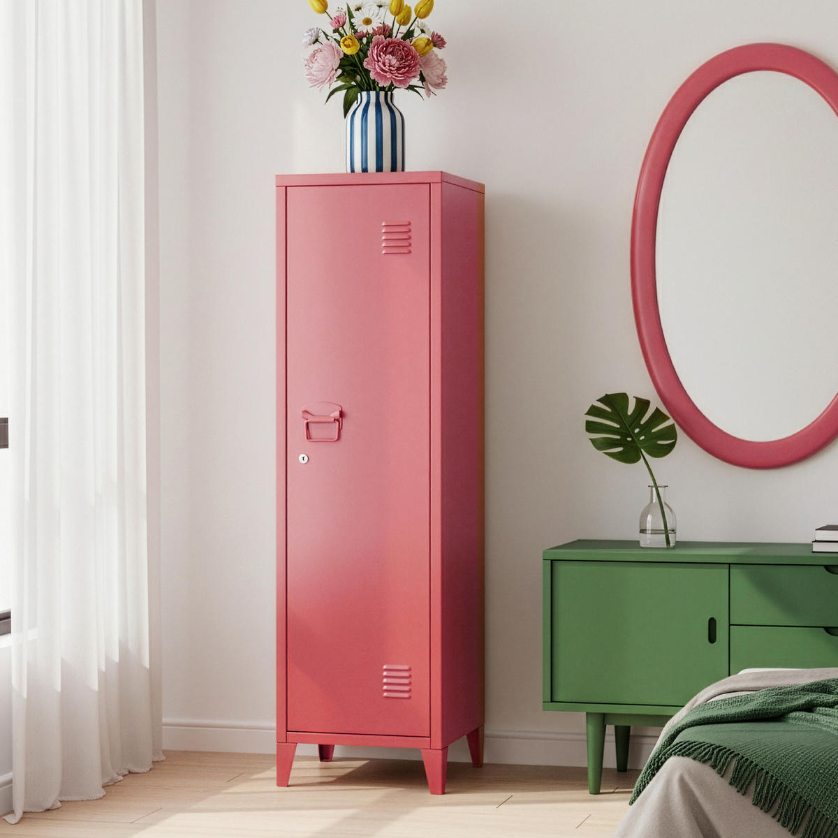 EINZELSPIND Kurikka - Dunkelrosa, Metall (38/137/38cm) - [en.casa]