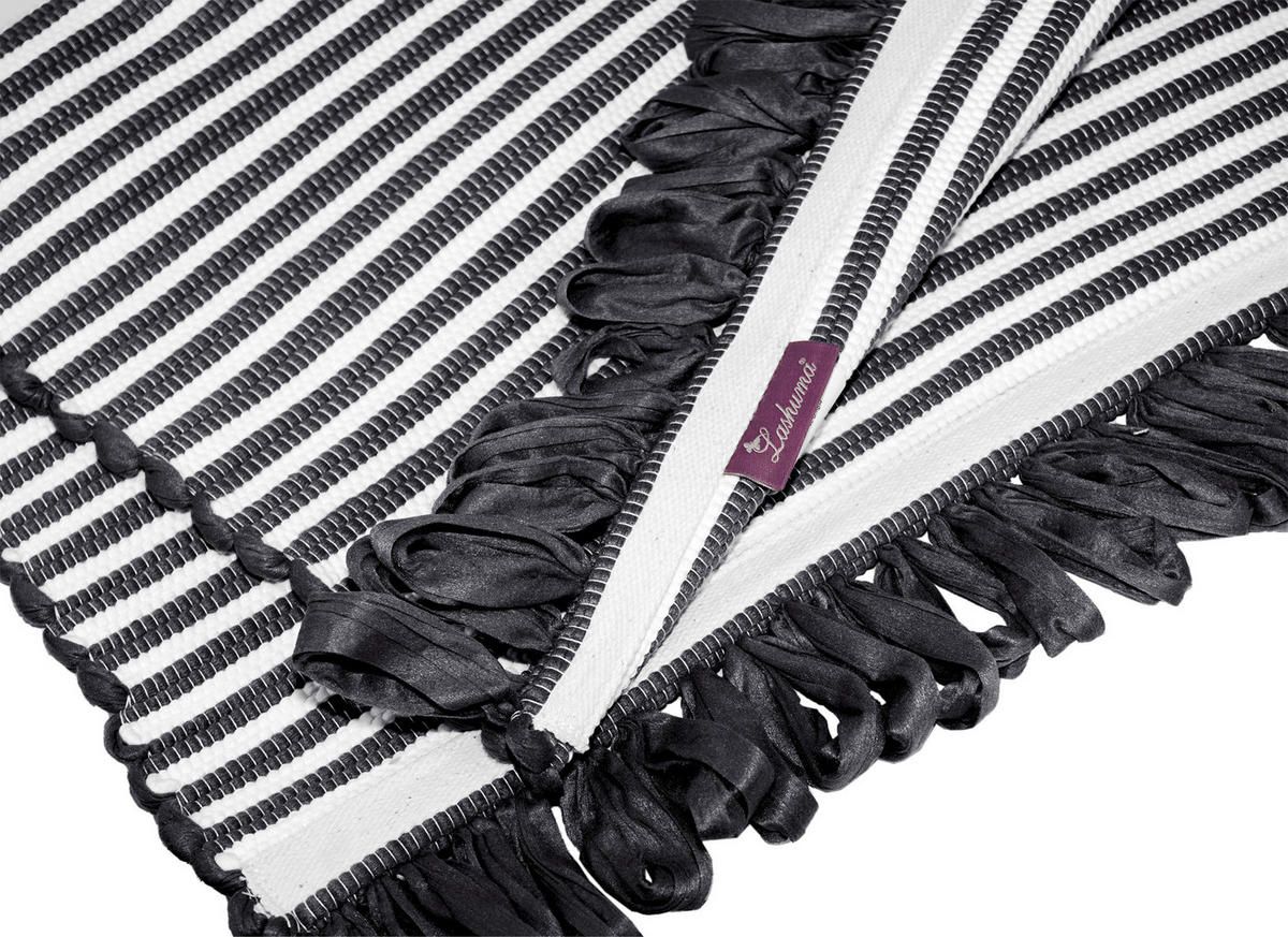 HANDGEWEBTER Läufer 50x70 cm Schwarz - Schwarz, Naturmaterialien/Textil (50/70cm) - Lashuma