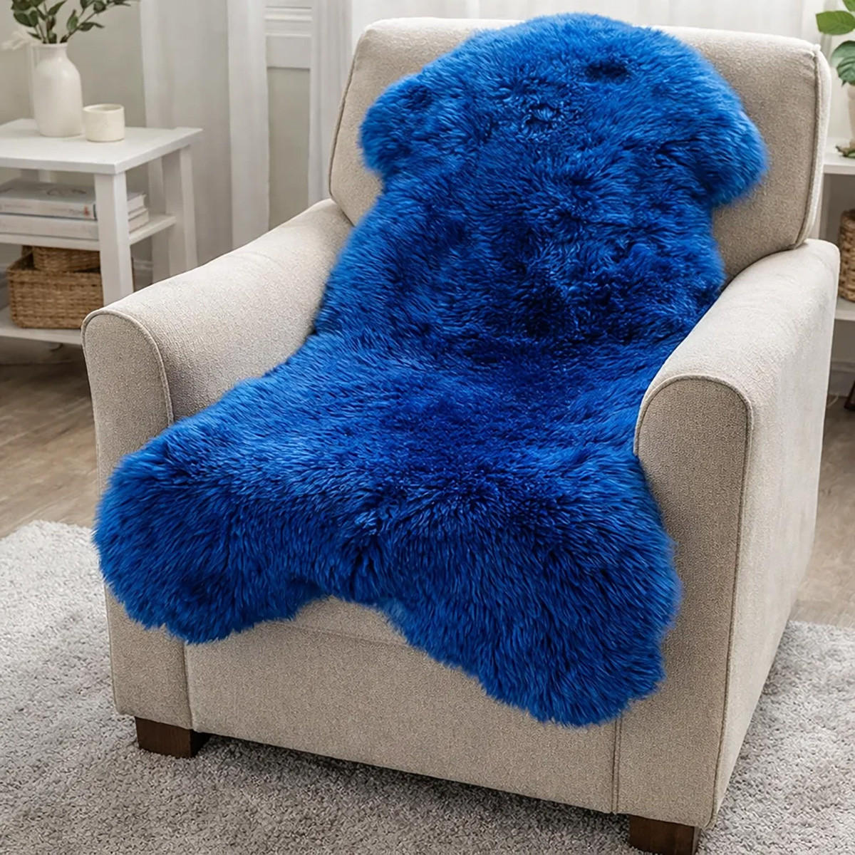 LAMMFELL Öko bunt gefärbt weich Fell Teppich Himmelblau ca. 110 cm - Blau, Fell (60/110cm) - Provellus