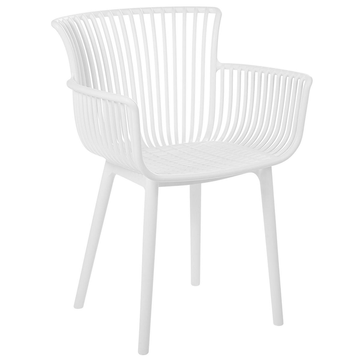 GARTENSTUHL 4er-Set Kunststoff weiß Pesaro - Weiß, Kunststoff (58/84/45cm) - Beliani