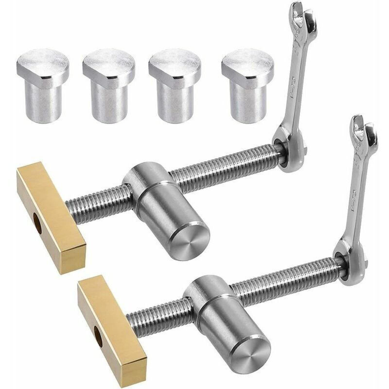 SCHRAUBSTOCK - Verstellbar für Holzbearbeitungswerkbänke, mit 4 Schraubstöcken, geeignet für 20-mm-Bohrungen, 2er-Set. - Silberfarben, Metall (15/7/14.5cm)