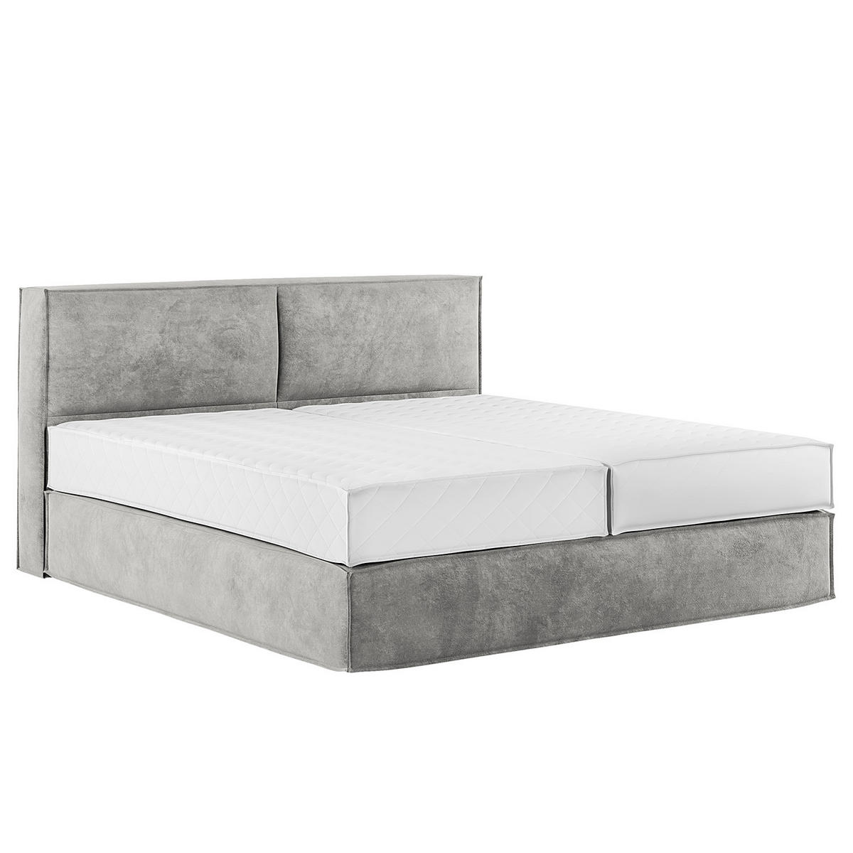 BOXSPRINGBETT mit Kopfteil - Premium - Hellgrau, Textil (180/200cm) - home24