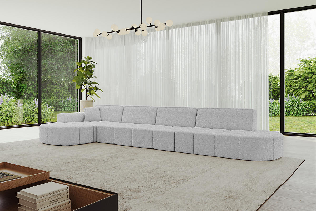 ECKSOFA Ottomane Links LIVO-L3 - 413x171x79,5 cm Hellgrau - Hellgrau, Holzwerkstoff/Textil (413/79.5/171cm) - ALTDECOR