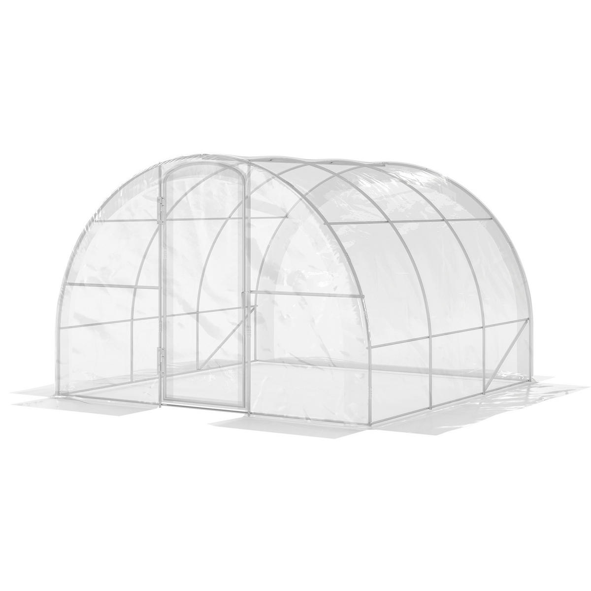 GEWÄCHSHAUS DE-12019 9 m² mit Scharniertür Grün - Transparent, Kunststoff (295/195/295cm) - ComfortXL