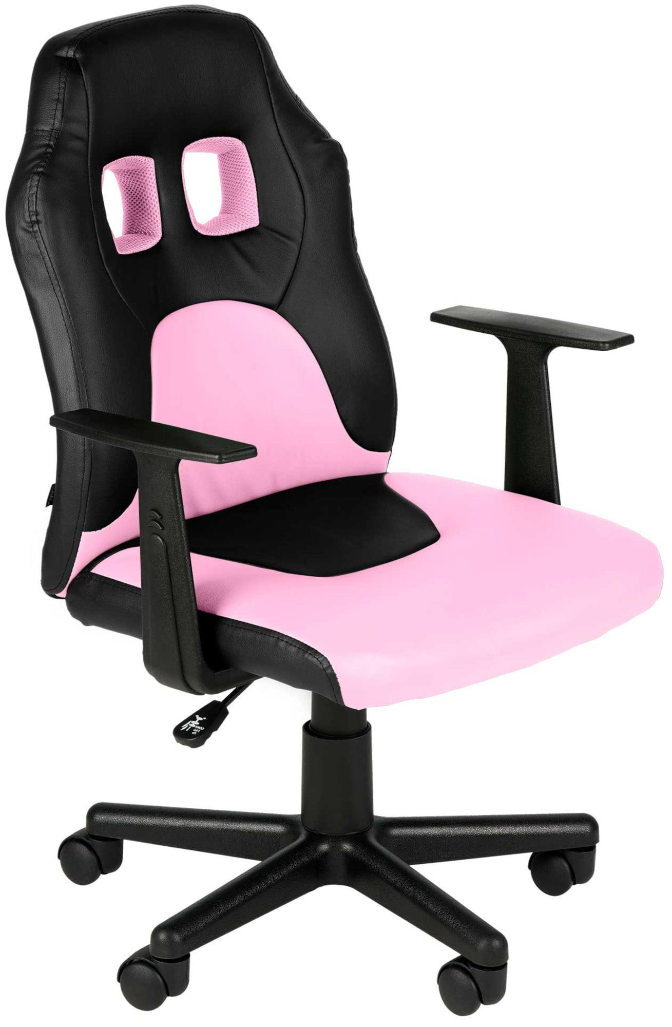 JUGENDDREHSTUHL Lederlook Schwarz/Pink - Pink/Schwarz, Kunststoff/Textil (56/83/59cm) - CLP