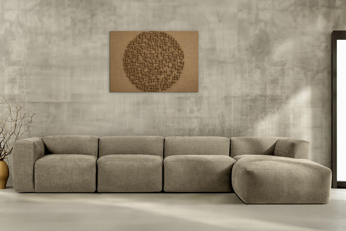 ECKMODULSOFA-RECHTS BUFFO 6-Sitzer mit extrem weicher Sitzfläche, Gewebestoff, sandfarben - Sandfarben, Textil (377/180cm) - KONSIMO®