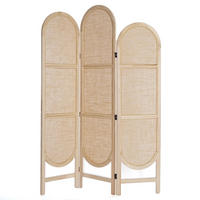 RAUMTEILER Arco 3-tlg. Leinen, Holz braun-natur - Braun, Holz (120/170/2cm) - CREEDWOOD