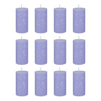STUMPENKERZE (12er-Set) Rustic Ø6,8 x 13 cm - Violett, Paraffin (7/13/7cm) - Butlers