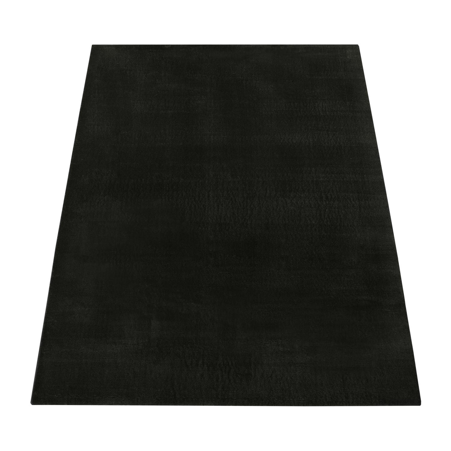 TEPPICH Kurzflor waschbar Unifarben Wohnzimmer schmutzabweisend Schwarz Rechteckig 120x170 - Schwarz, Textil (120/170cm) - KADIMA DESIGN