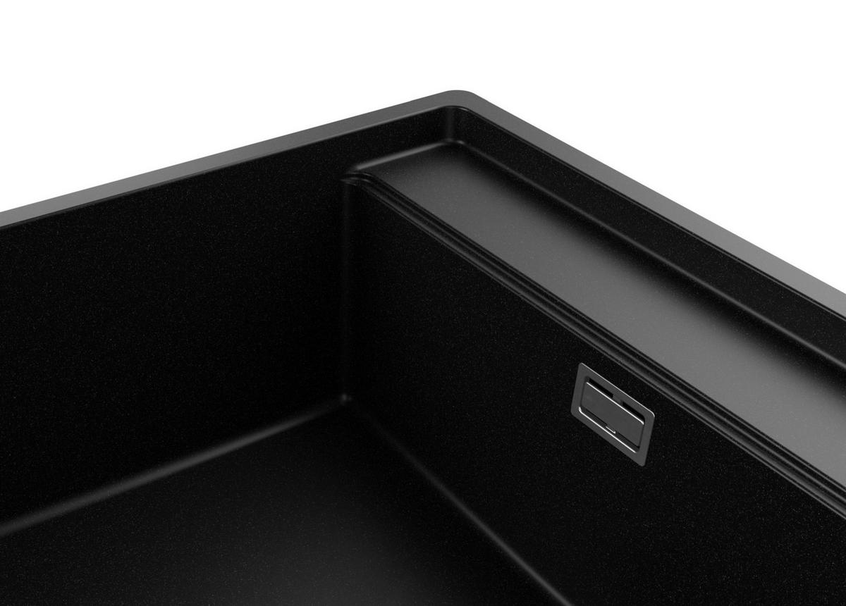 SPÜLBECKEN Bergen, 2-er set Alles Schwarz 56/53 cm 1 Becken + Ablauf-Set + Schneidebrett ab 60er Unterschrank - Beige/Schwarz, Kunststoff (56/20/53cm) - Primagran