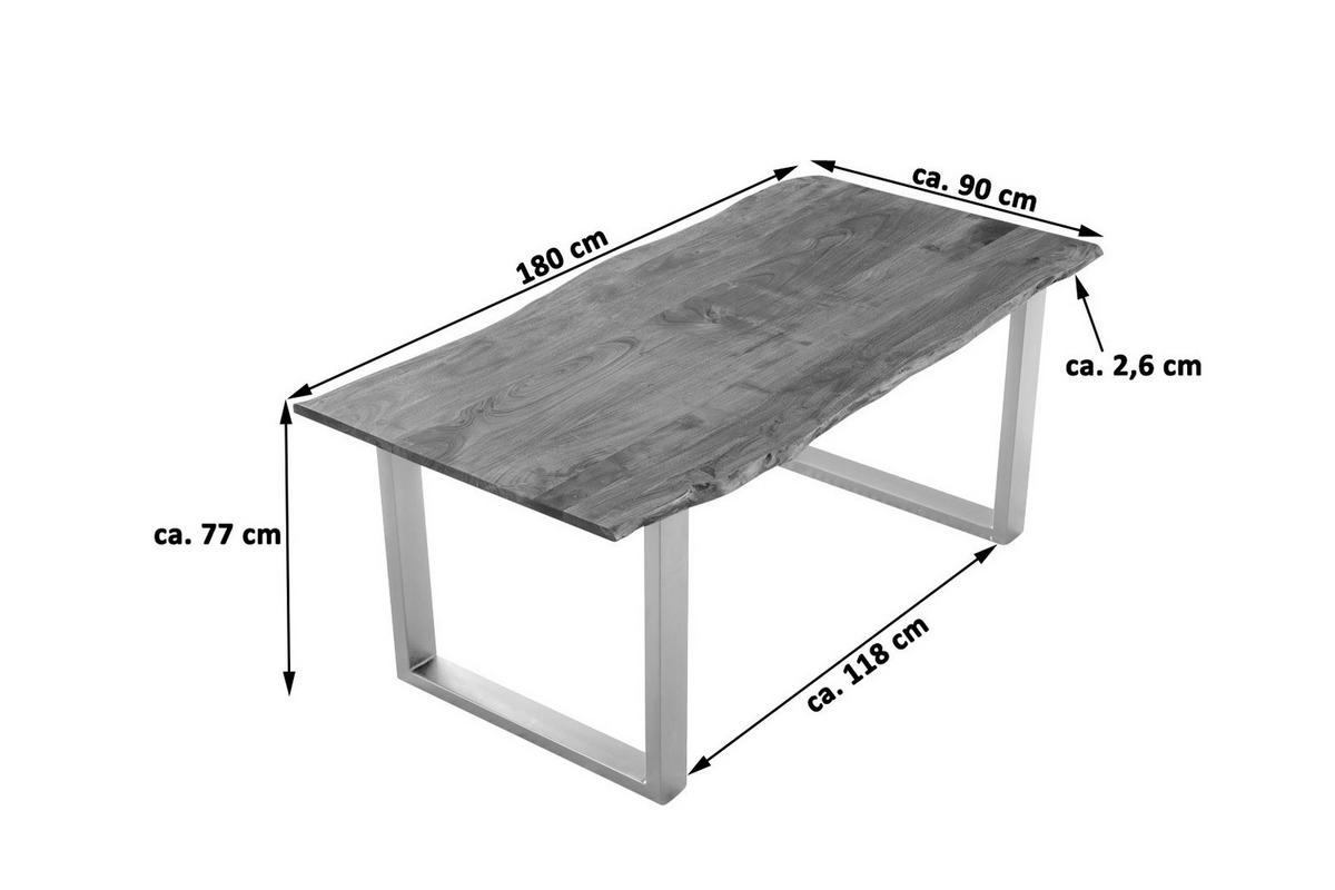 ESSTISCH LAURINA - Silberfarben/Nussbaumfarben, Holz/Metall (90/180/77cm) - SAM