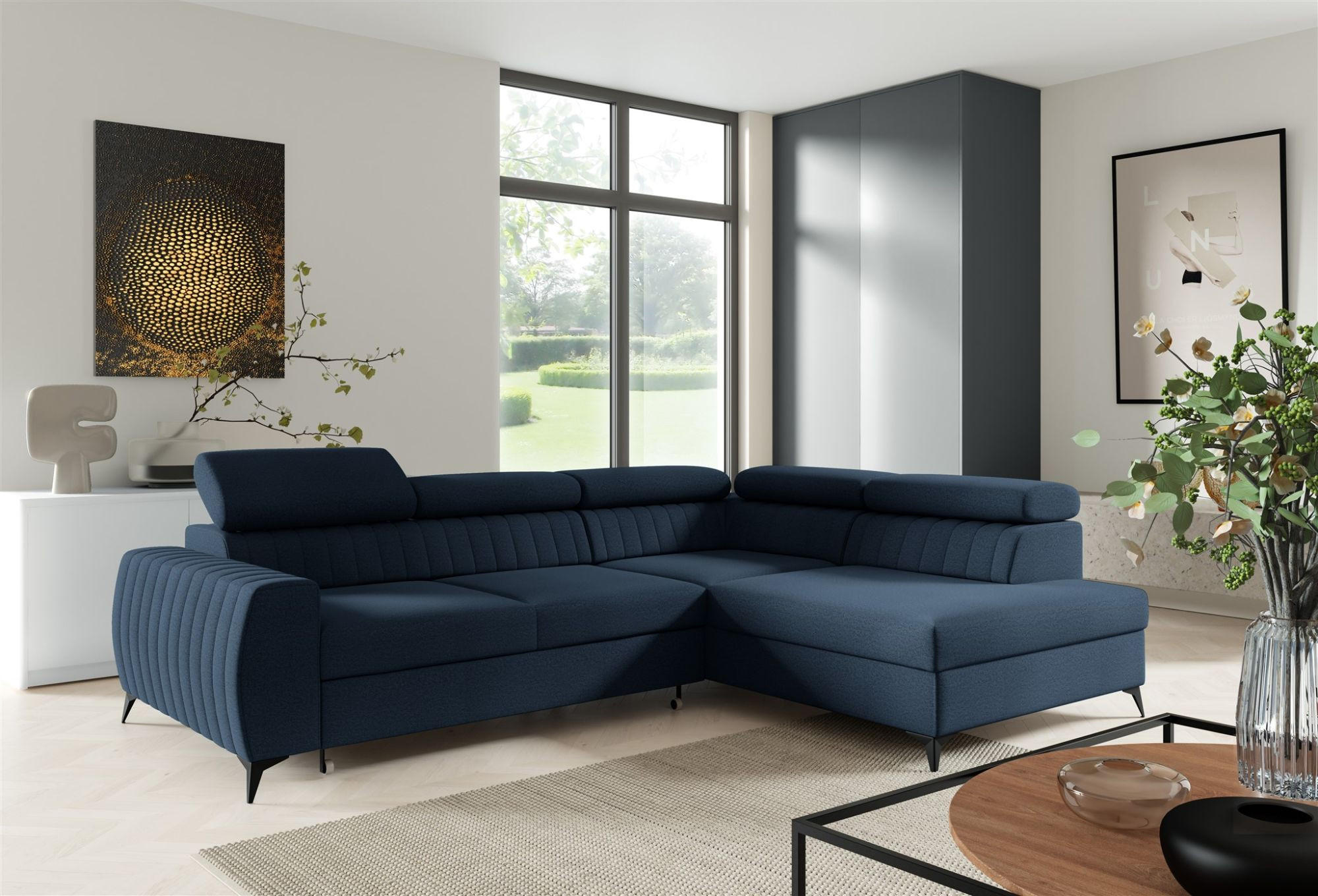 ECKSOFA Toronto - Blau, Holzwerkstoff/Textil (270/200cm) - Fun Möbel
