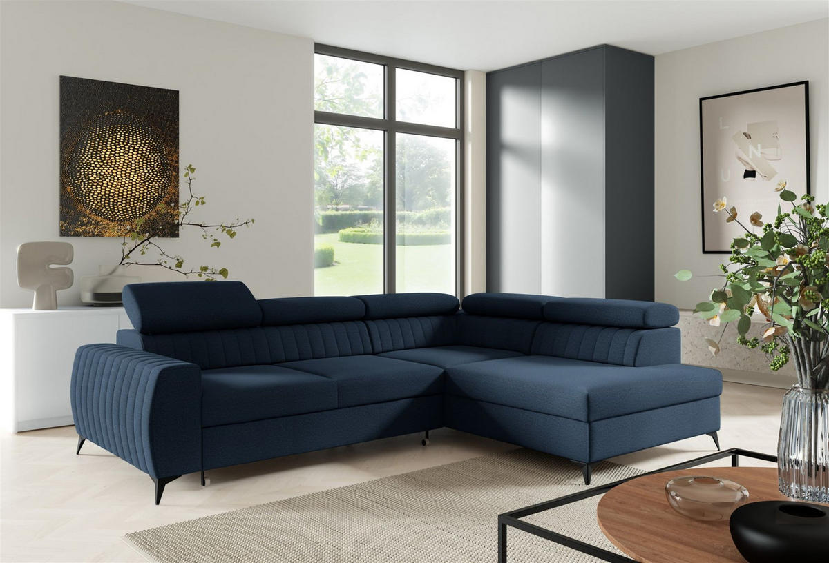 ECKSOFA Toronto - Blau, Holzwerkstoff/Textil (270/200cm) - Fun Möbel