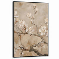 LEINWAND Bilder mit Rahmen - Blumen - Modern - Beige - Weiß - Blüte - 100x150 - Beige, Textil (100/150cm) - MuchoWow