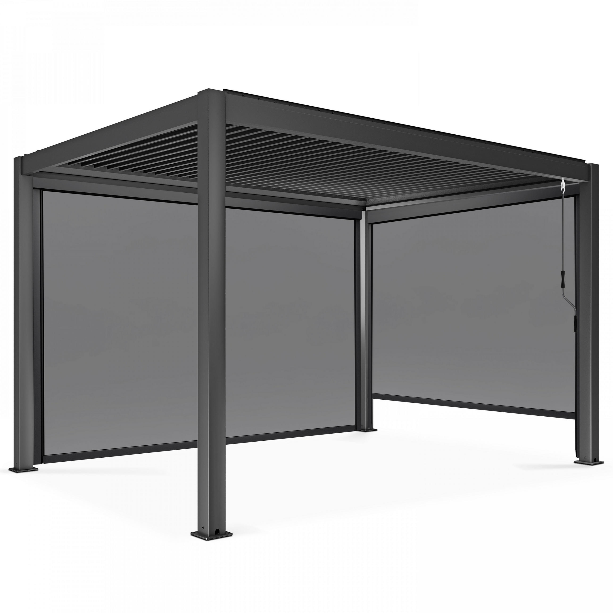 PERGOLA 3x4m, mit 2 Markisen, grau - Grau, Metall (296/257/403cm) - Oviala