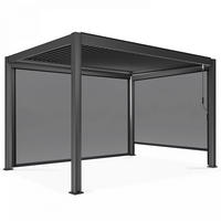 PERGOLA 3x4m, mit 2 Markisen, grau - Grau, Metall (296/257/403cm) - Oviala