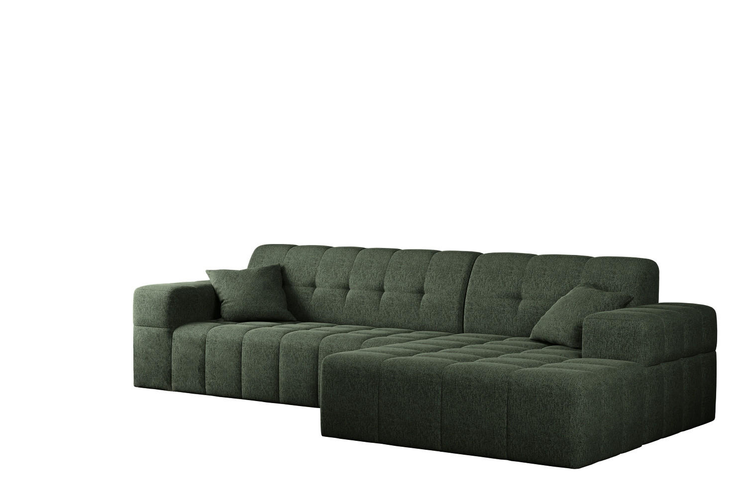 ECKSOFA L-Form NIMES Stoff Verita Dunkelgrun Rechts - Grün, Holz (256/168cm) - Kaiser Möbel