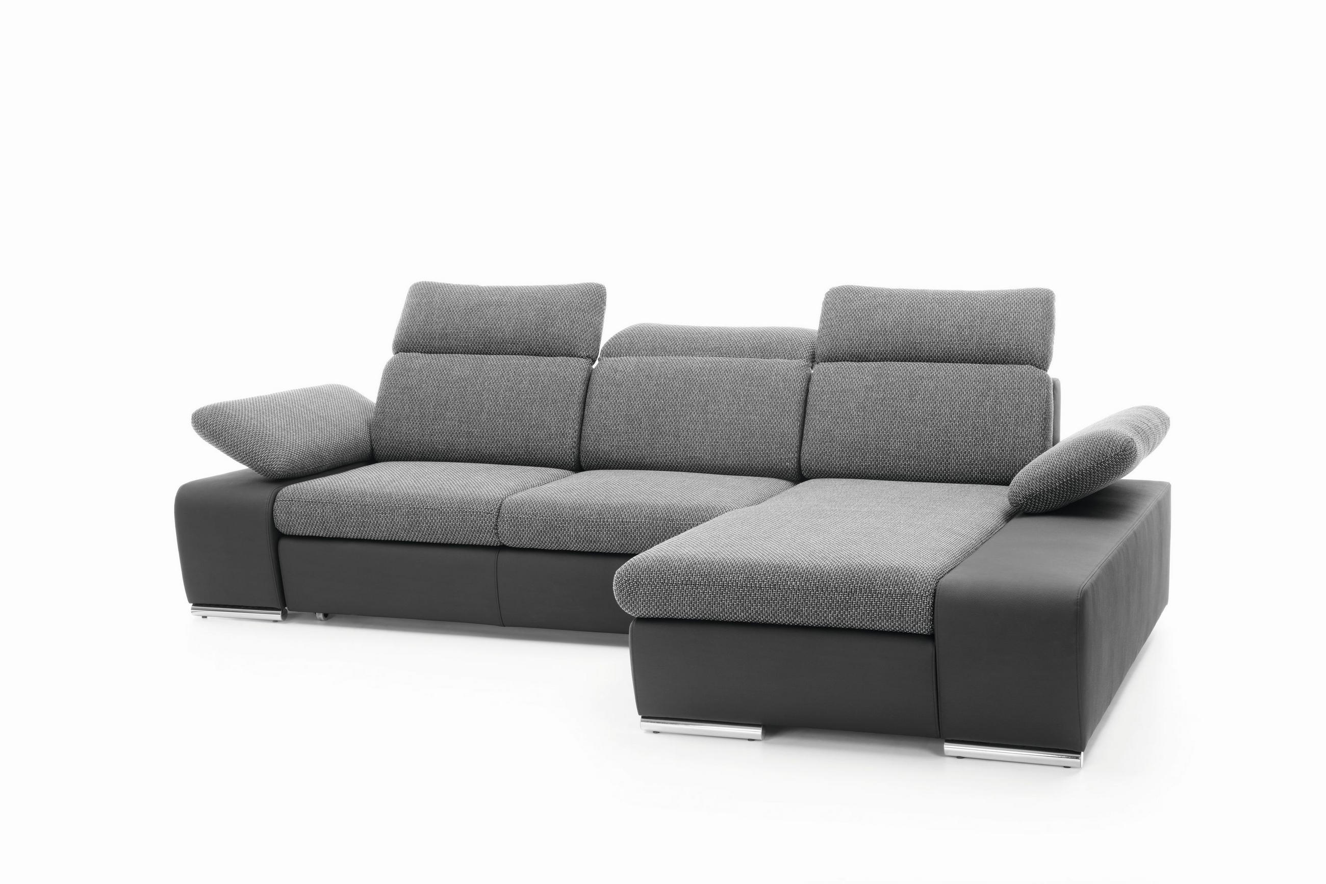 ECKSOFA TRENTO Grau Geflochtener Stoff mit Schlaffunktion - Grau, Holz (282/194cm) - MASSENO