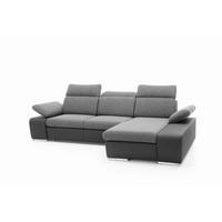 ECKSOFA TRENTO Grau Geflochtener Stoff mit Schlaffunktion - Grau, Holz (282/194cm) - MASSENO