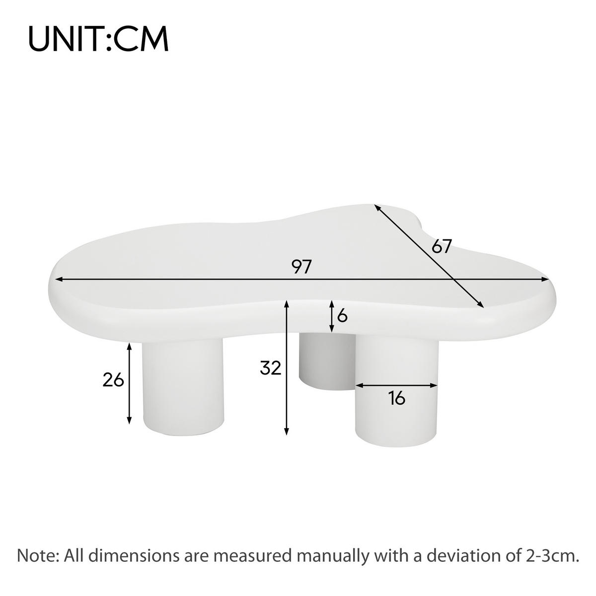 COUCHTISCH Weiß 97/67/32 cm in Wolkenform - Weiß, Holzwerkstoff (67/97/32cm) - PANGIVO