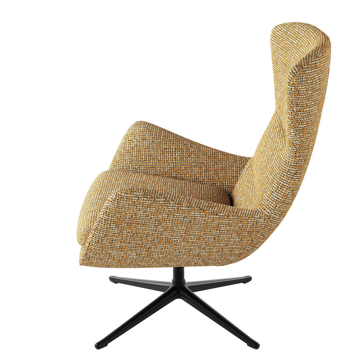 SESSEL mit Kreuzfuß - Schwarz/Honig, Textil/Metall (84/99/96cm) - home24