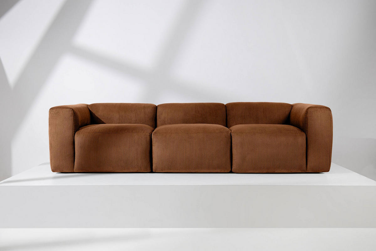 3-SITZER-MODULSOFA BUFFO mit extrem weicher und bequemer Sitzfläche, Kordstoff, ore - Orange, Textil (290/73/96cm) - KONSIMO®