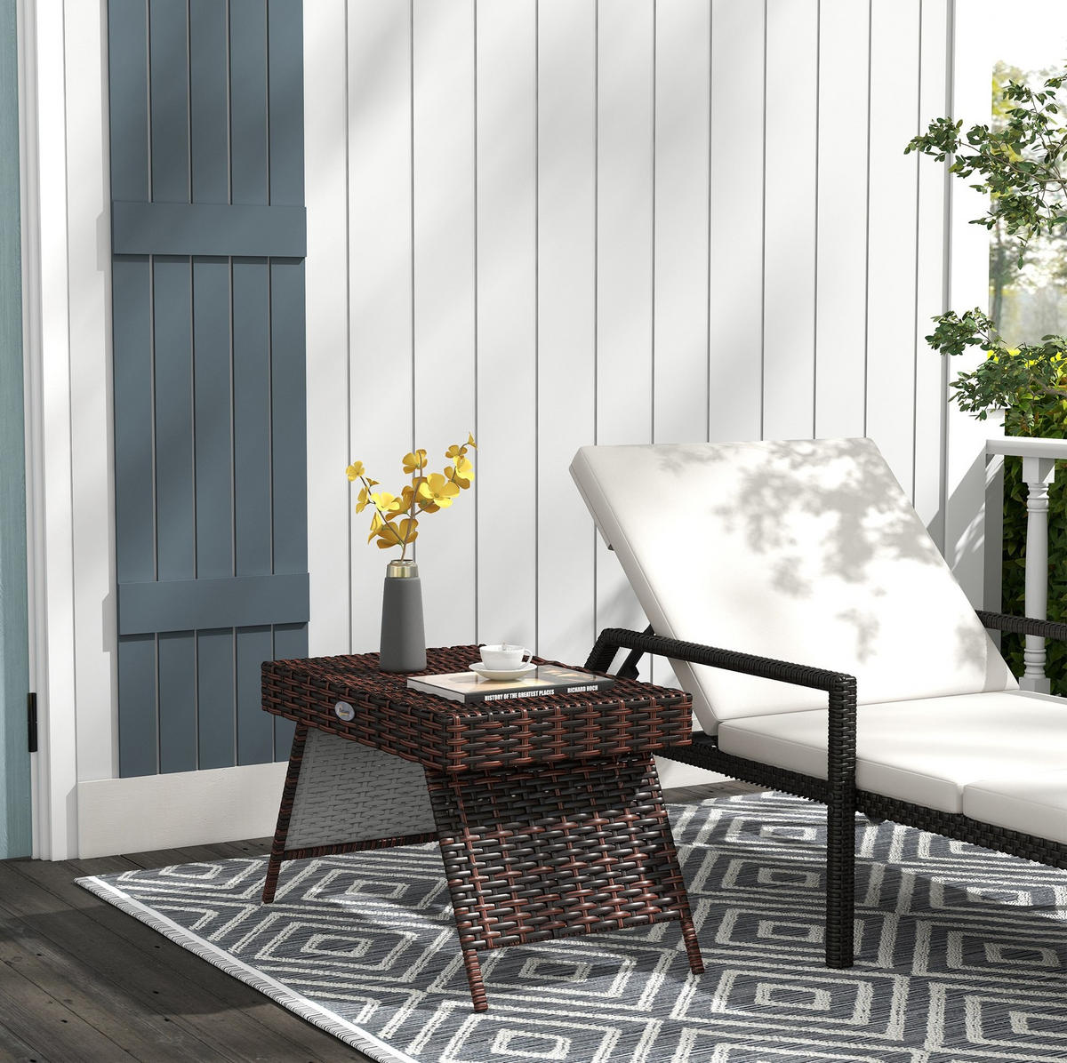KLAPPTISCH aus Rattan 60x41x41 cm Braun wasserfest und platzsparend - Braun, Kunststoff (60/41/41cm) - Modfu
