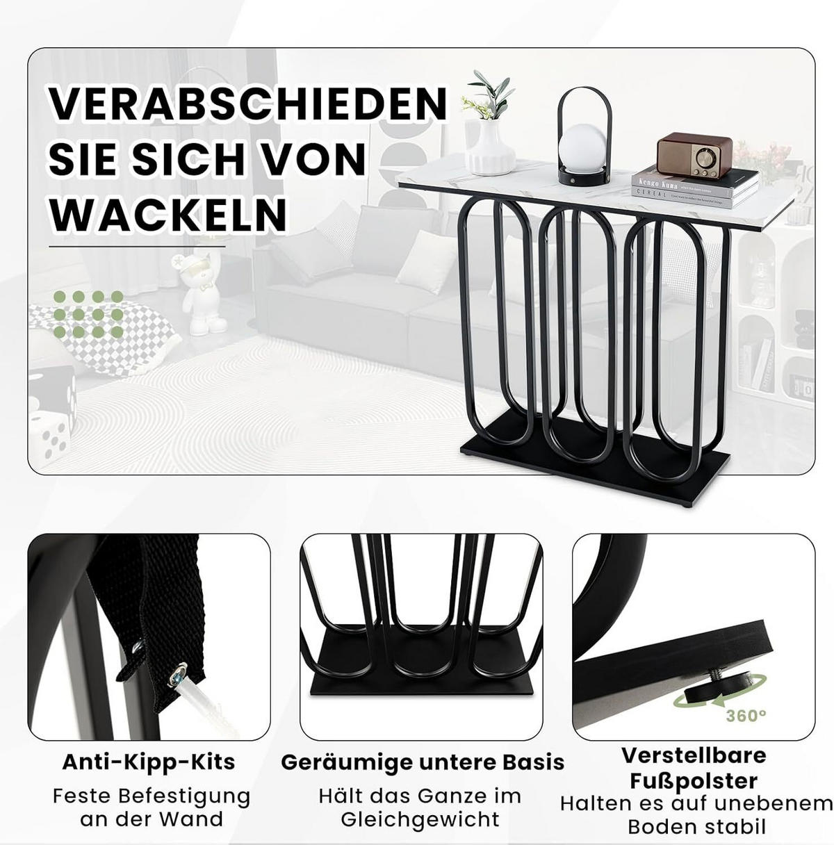 KONSOLENTISCH 80cm Weiß - Weiß, Holz (100/30/80cm) - COSTWAY