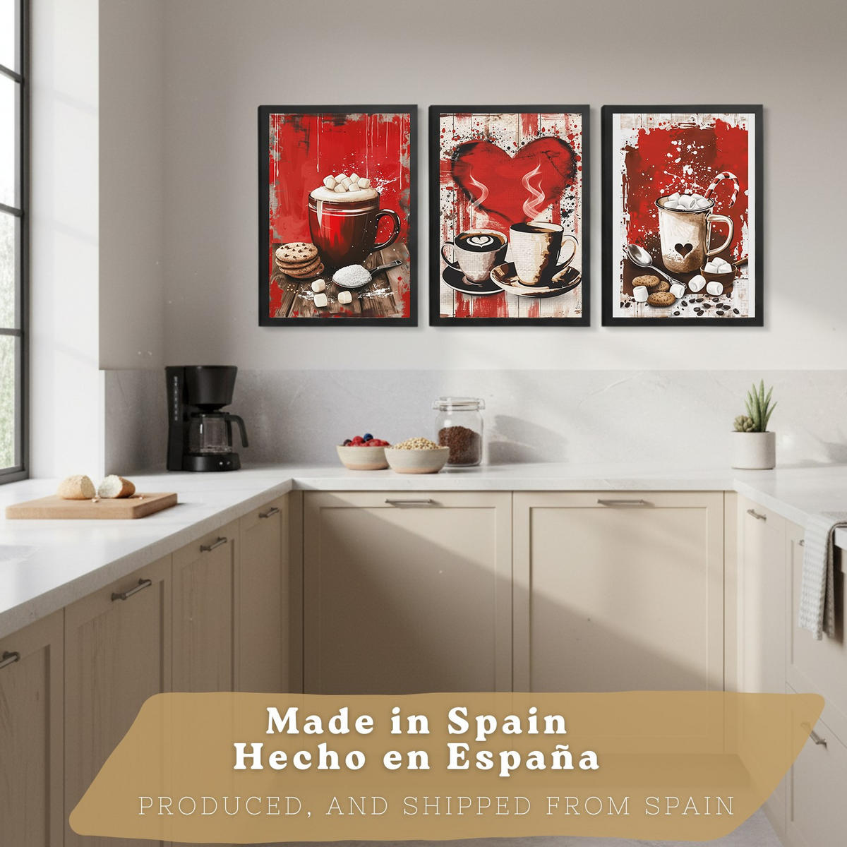PLAKAT Sada 3 Čokoláda A3 Černý rám - černá, papír (29.7/1/42cm) - Nacnic