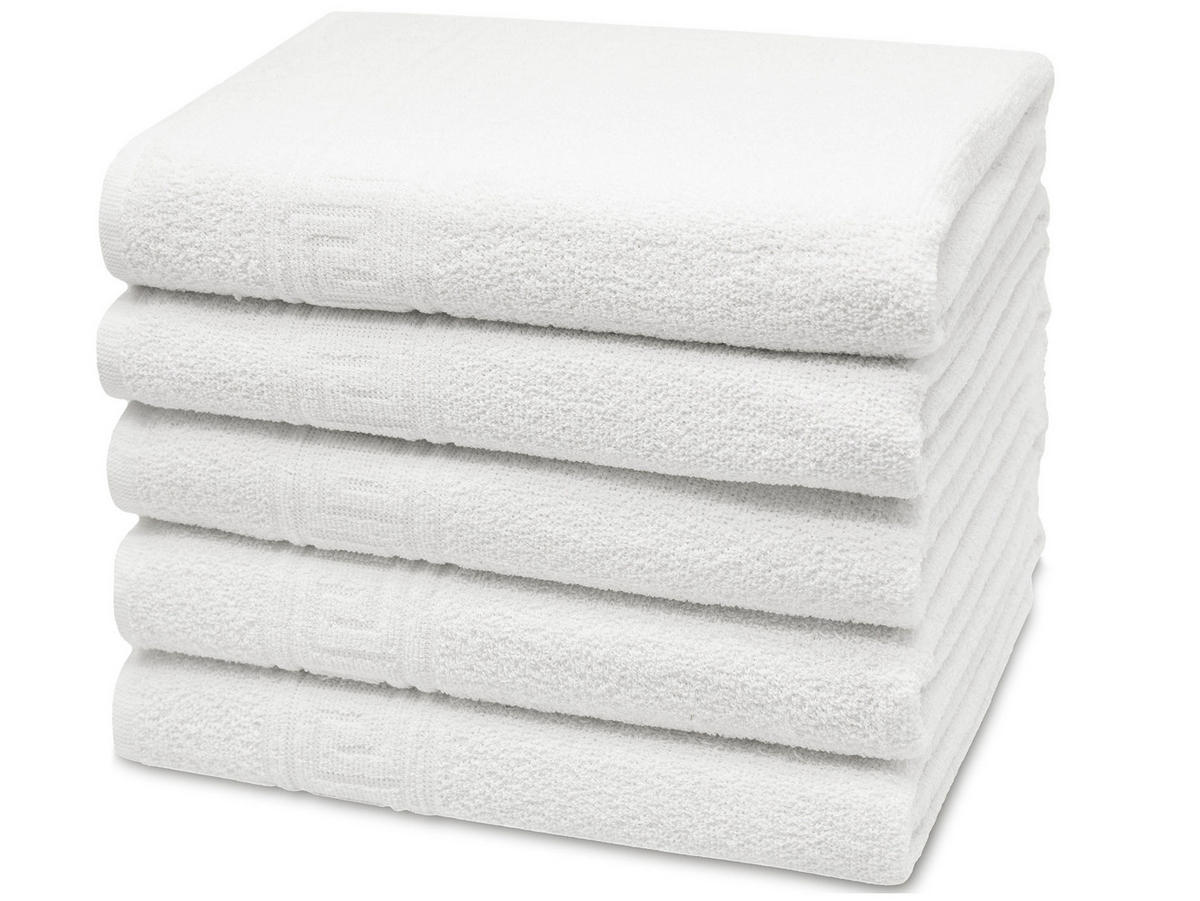 DUSCHTÜCHER, 5er-Set, 70x140 cm, 70% Baumwolle, 30% Polyester, Weiß - Weiß, Textil (70/140cm) - Zollner