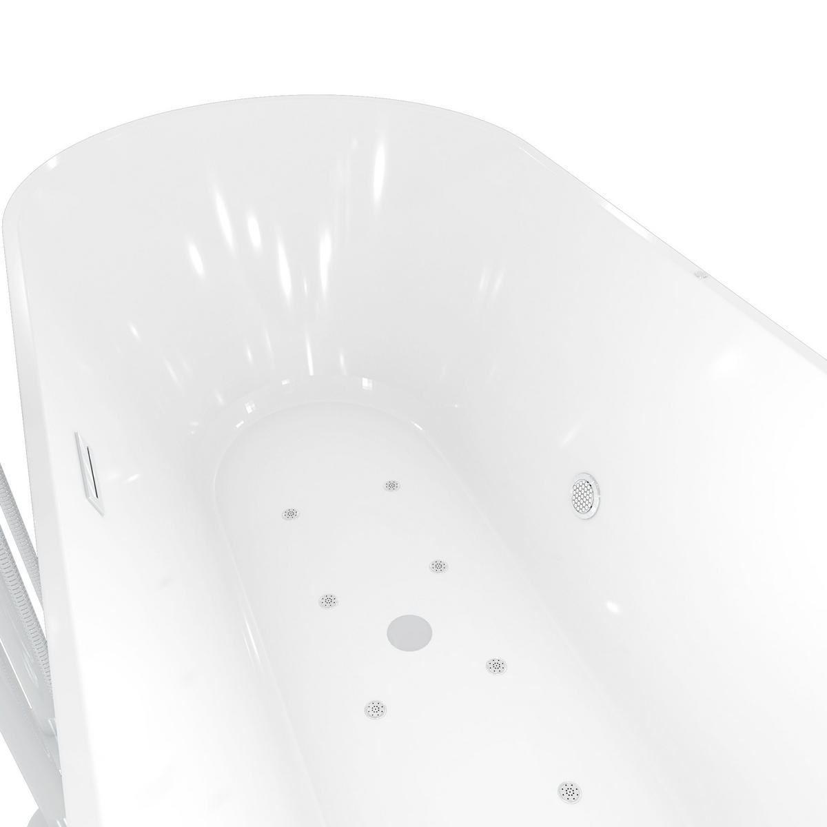 FREISTEHENDE Badewanne Wanne F11 170x80cm Luftmassage Armatur AF03 - Weiß, Glas/Kunststoff (80/58/170cm) - AcquaVapore by Sandra Jentho