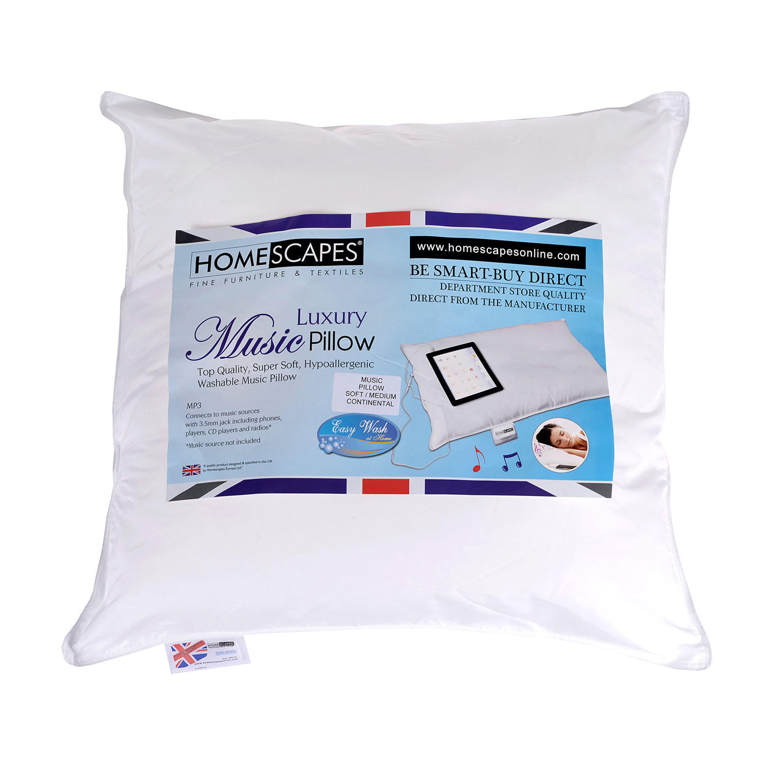 MUSIK-KISSEN mit Lautsprecher, Super-Mikrofaser 65/65 cm - Weiß, Textil (65/65cm) - Homescapes