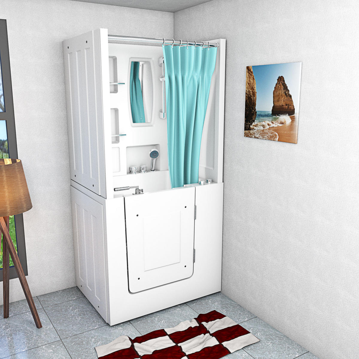 WHIRLPOOL-SENIORENDUSCHE S02D-WP-C-L Weiß - Weiß, Glas/Kunststoff (100/78/205cm) - AcquaVapore by Sandra Jentho