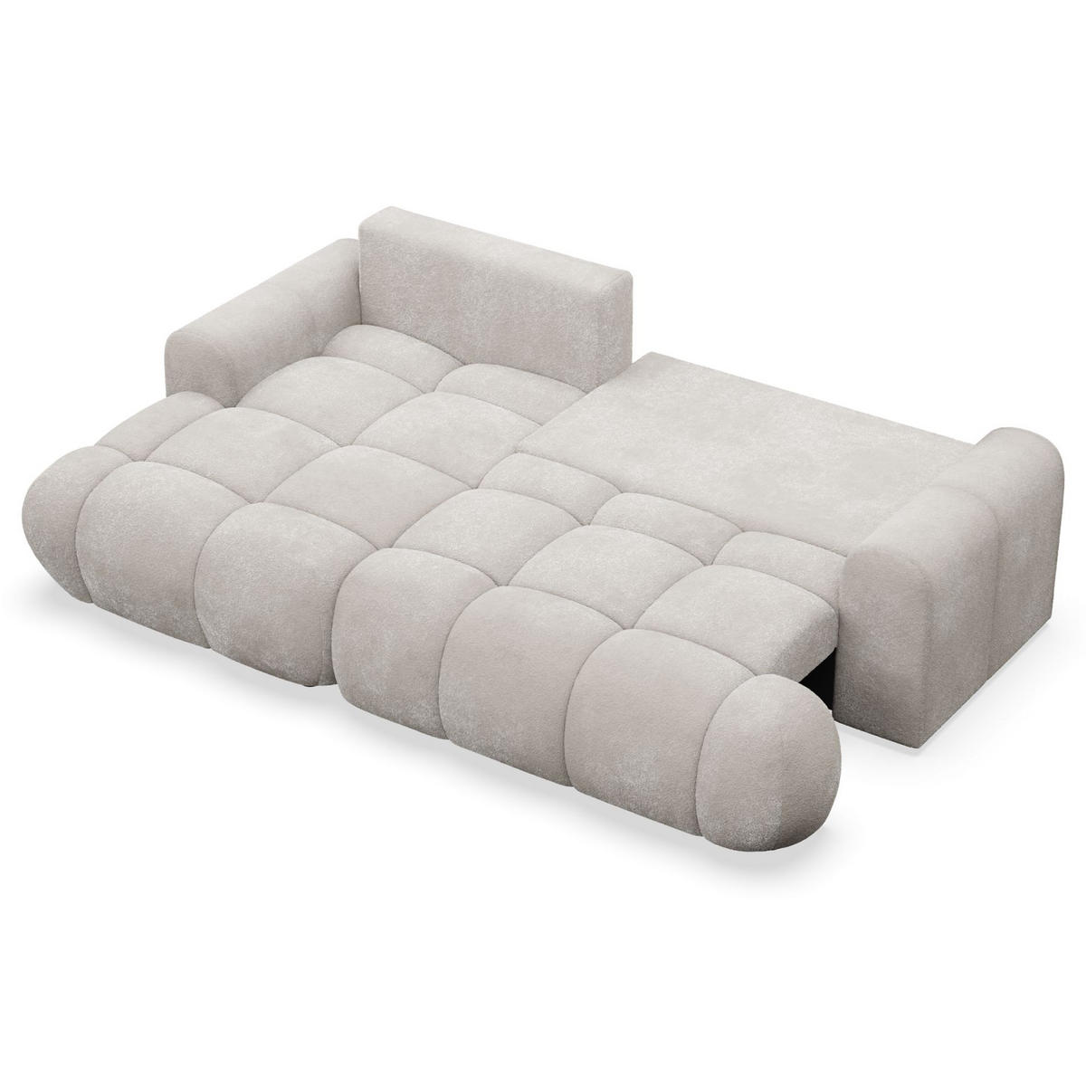 ECKSOFA Ombo Mini, Graubeige Bouclé, linksseitig - Taupe/Schwarz, Kunststoff/Textil (256/155cm) - Selsey