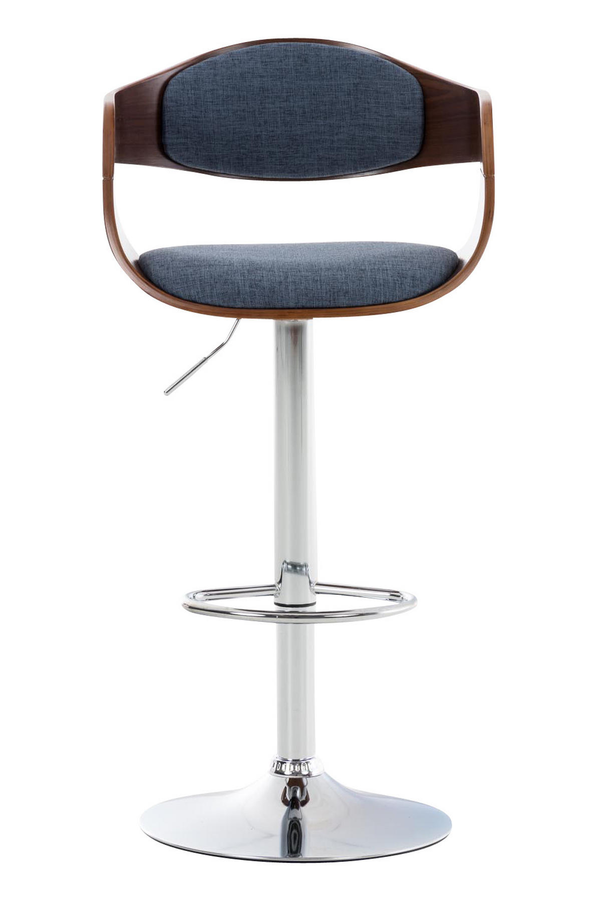 BARHOCKER Stoff walnuss/blau - Blau/Walnussfarben, Textil/Metall (50/88/48cm) - CLP