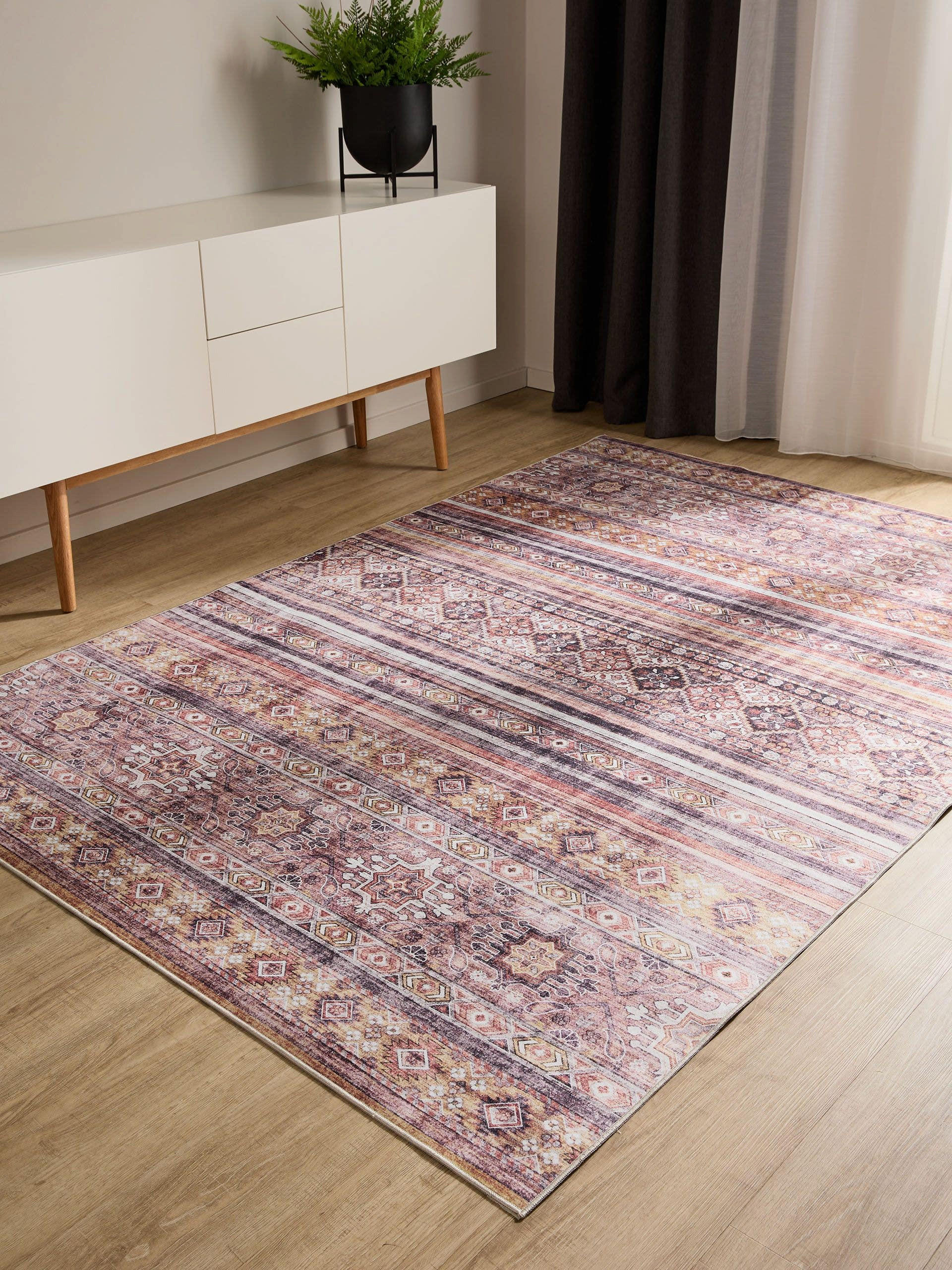 VINTAGE-TEPPICH George waschbar 120x170 cm - Pink/Multicolor, Kunststoff (120/170cm) - benuta
