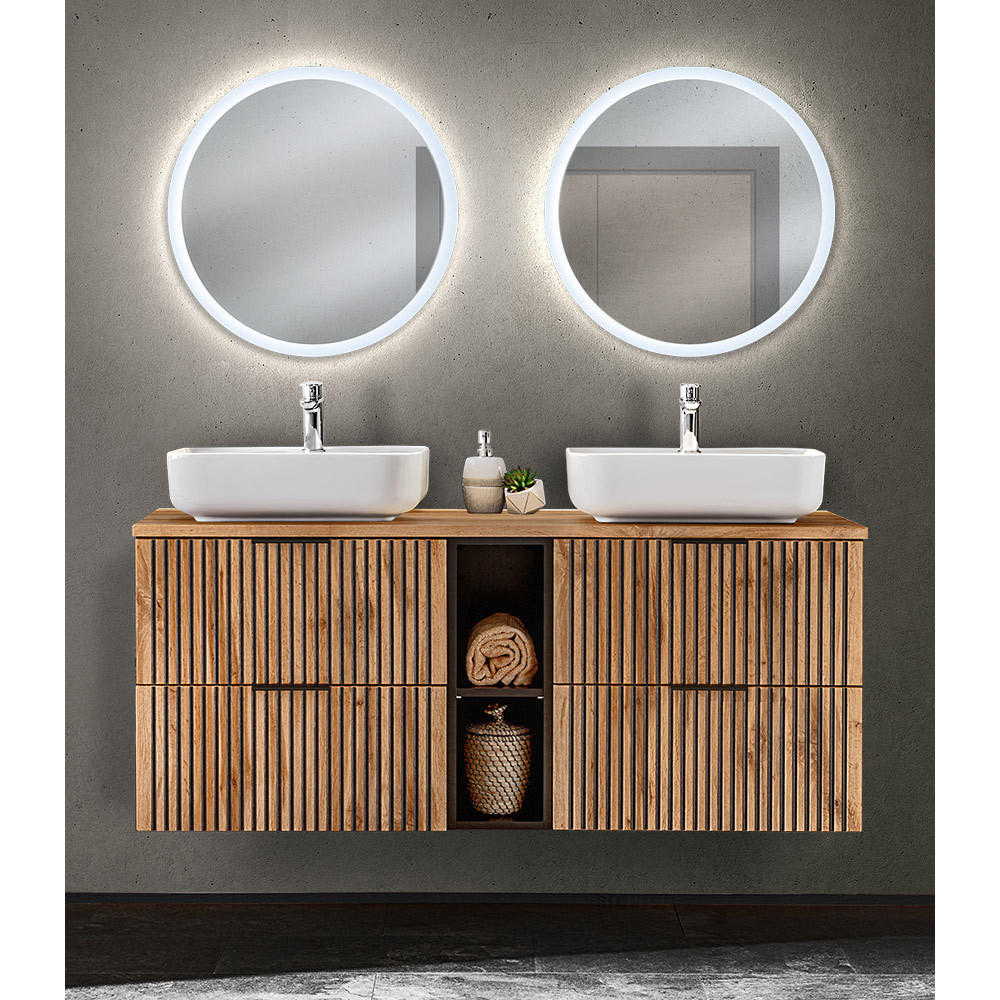 BADMÖBEL-SET 3-TLG. Xanten-56 - Braun, Holzwerkstoff (141/200/47cm) - Lomado