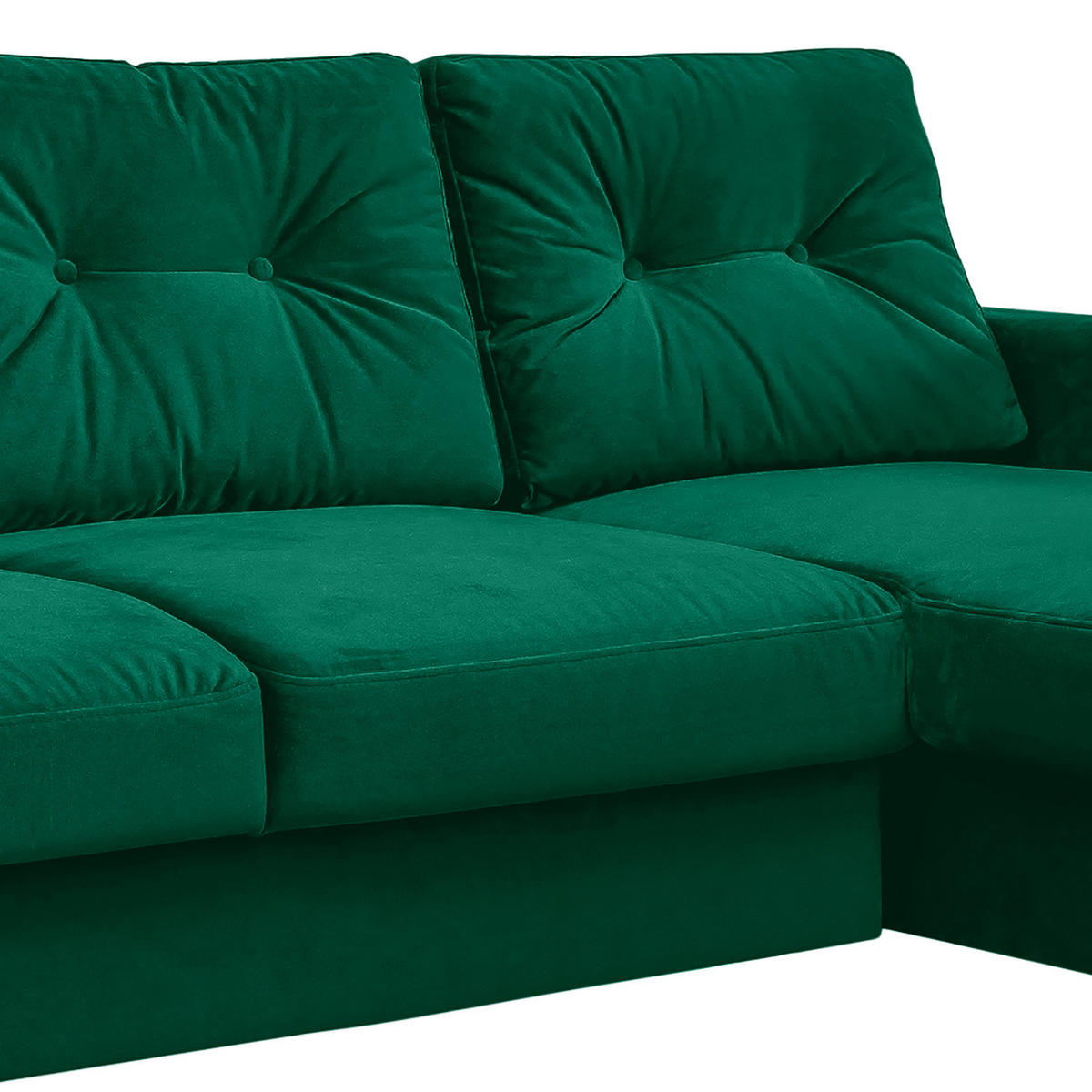 ECKSOFA mit Longchair - Smaragdgrün/Schwarz, Buchenholz/Textil (233/148cm) - home24