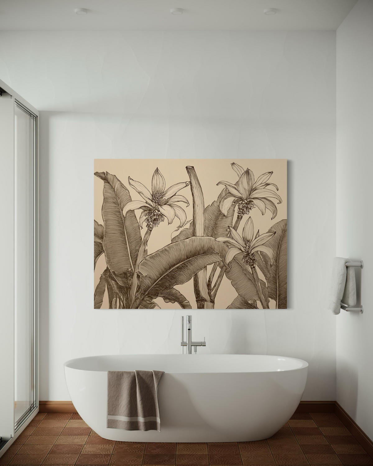 WANDBILD blumen blätter beige - Beige, Textil (60/40cm) - Feeby