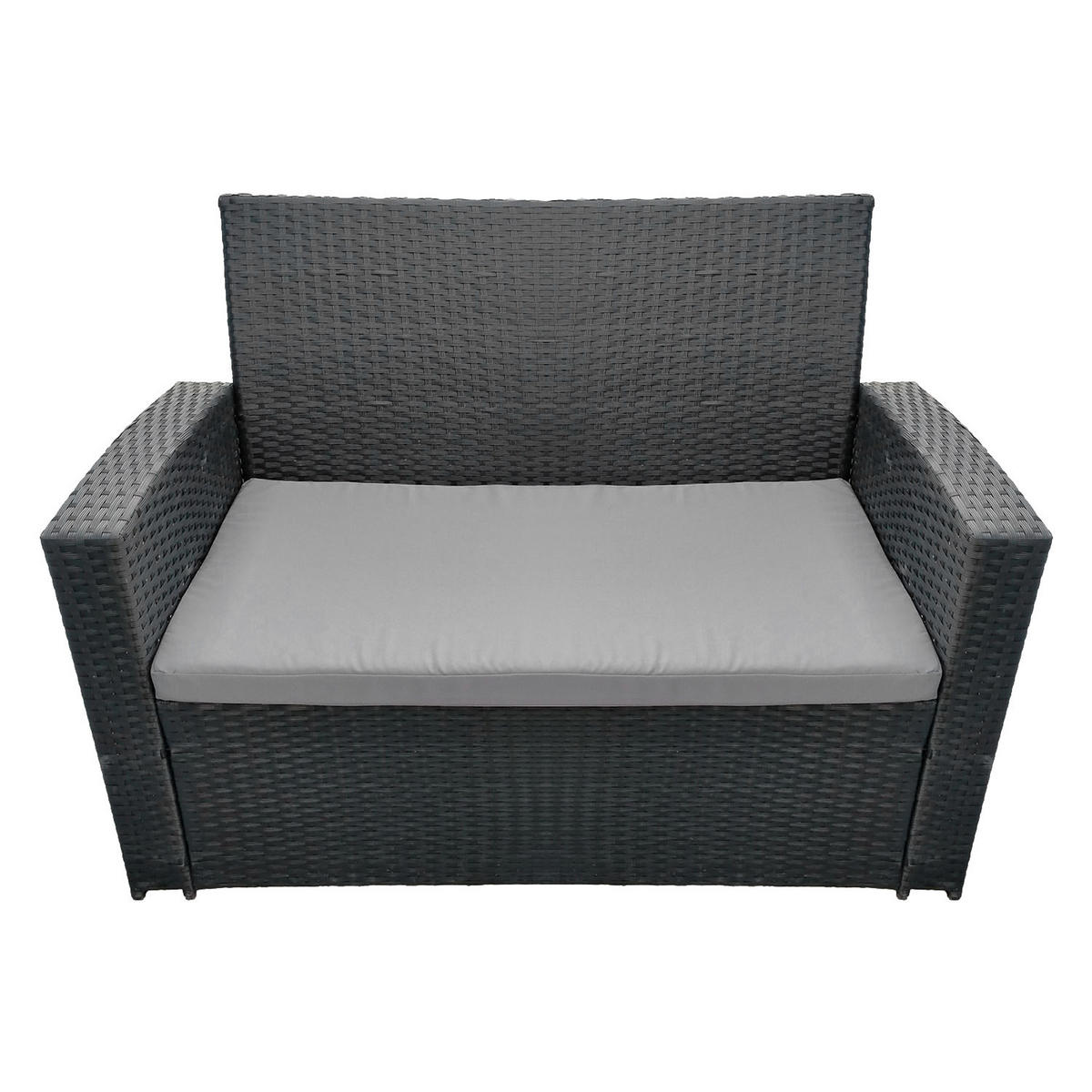 GARTENMÖBEL Comino Schwarz und Grau 4 Plätze - Schwarz, Metall - Happy Garden