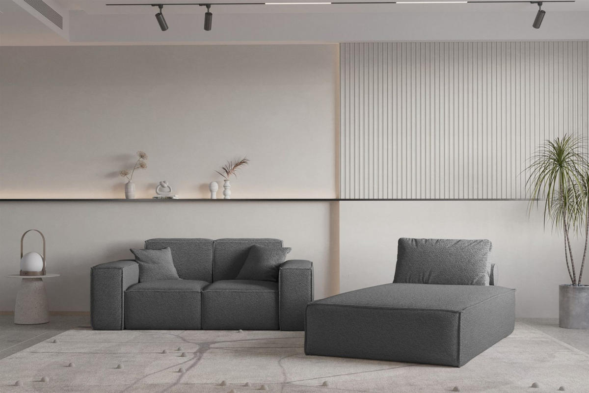 SOFA Sezlong Celes Premium 2er-set - Graphitfarben, Holzwerkstoff/Textil (110/95/194cm) - Fun Möbel