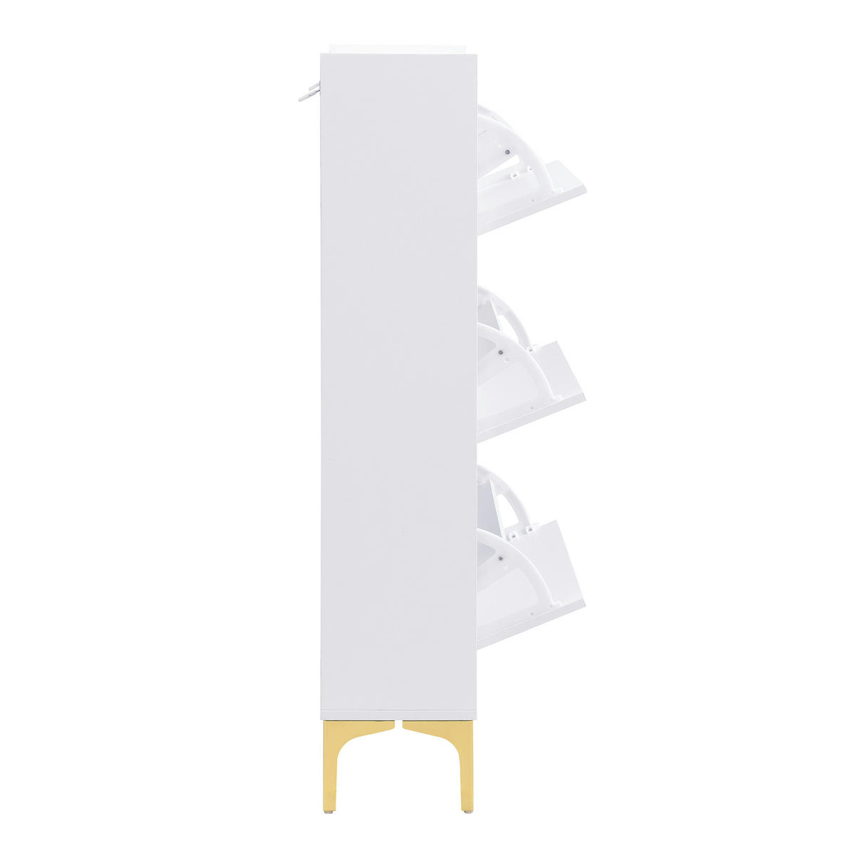 SCHUHKIPPER 63 cm in Weiß & Gold Design - Weiß, Holzwerkstoff (63/120/24cm) - Urban Meuble