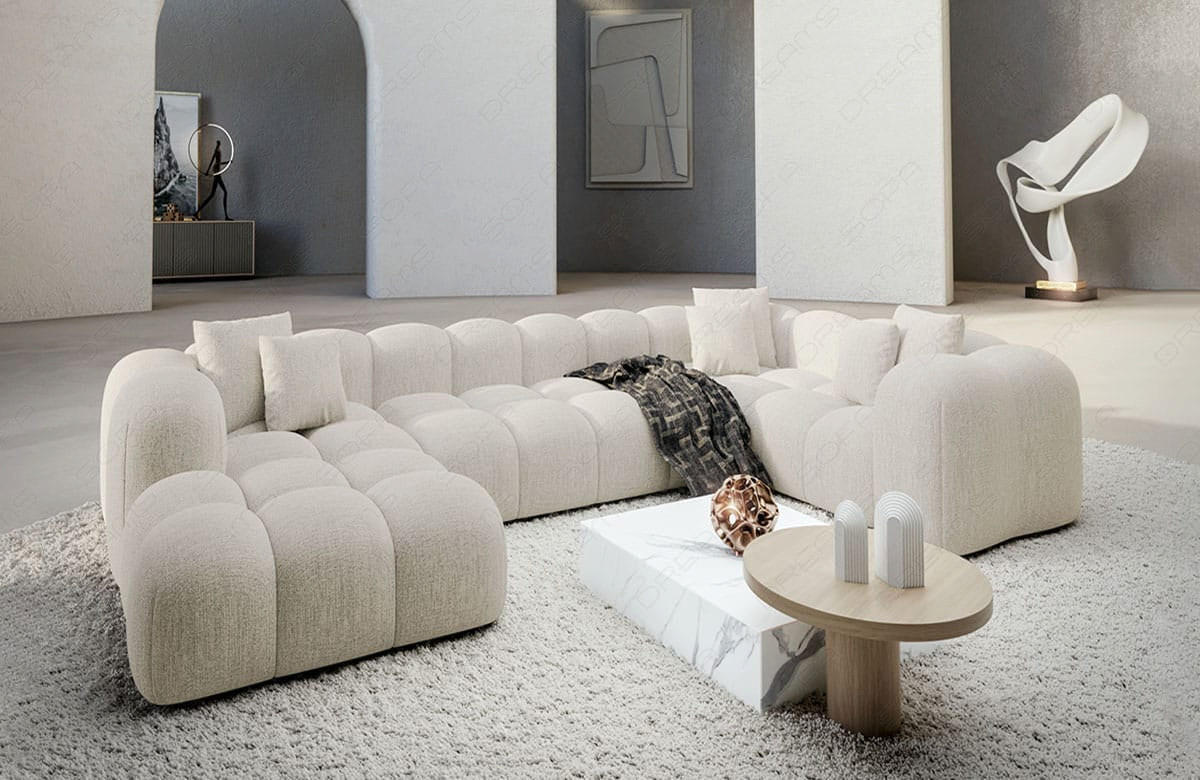 WOHNLANDSCHAFT Cloud Beige Strukturstoff - Beige, Kunststoff (314/72/184cm)