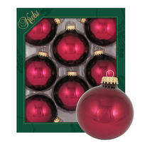 CHRISTBAUMKUGELN Uni-Design Danica Rot 7cm (Glas / 8 Stk.) - Rot, Glas (7/7/7cm) - Krebs Glas Lauscha