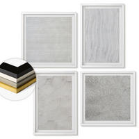 WANDBILDER 4er-Set - 50x50 cm & 40x60 cm Weißer Rahmen - Sandmuster geometrische Strukturen - Weiß, Kunststoff (50/50cm) - ArtPrintCave