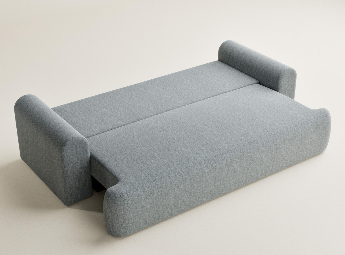 SOFA MIT SCHLAFFUNKTION Toluca Blau grau Webstoff - Blaugrau/Schwarz, Holz/Holzwerkstoff (247/69/104cm) - Maison de Reve
