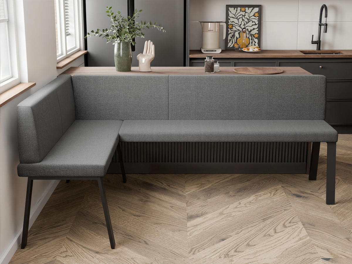 ECKBANK links MONO Y Webstoff glatt, 128/168 cm Dunkelgrau - Dunkelgrau, Textil/Metall (128/168cm) - Idohome