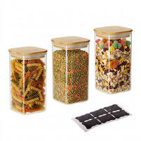 3XSKLENĚNÉ dózy - průhledná, dřevo/plast (10/21/10cm) - Relaxdays