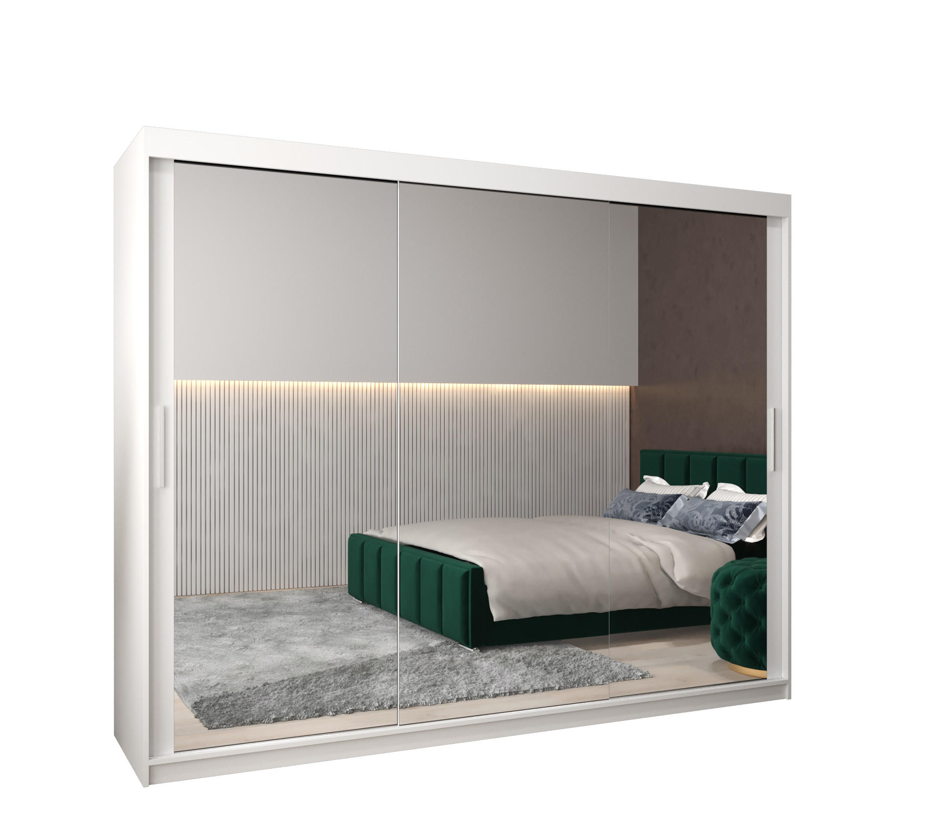 Abiks Möbel Schwebetürenschrank Weiß 250x200x62 cm